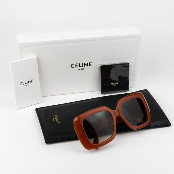 NEW Celine CL40263I 42F 3 DOTS Orange Gradient Brown Women Geometric Sunglasses - Picture 9 of 10